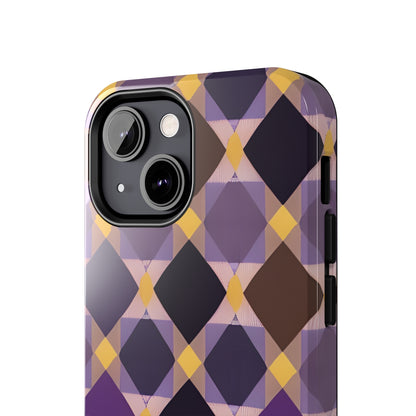 Purple Geo Plaid Tough Phone Cases