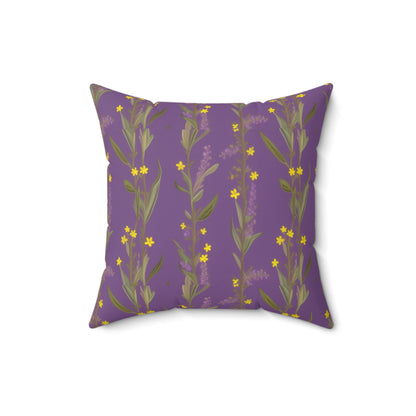 Peace, Love, PDub Purple Flowers Spun Polyester Square Pillow