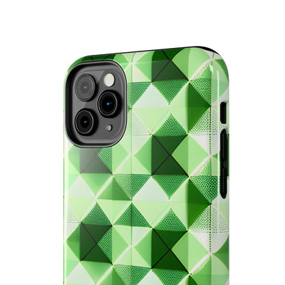 Go Green and White! Geo Print Tough Phone Cases