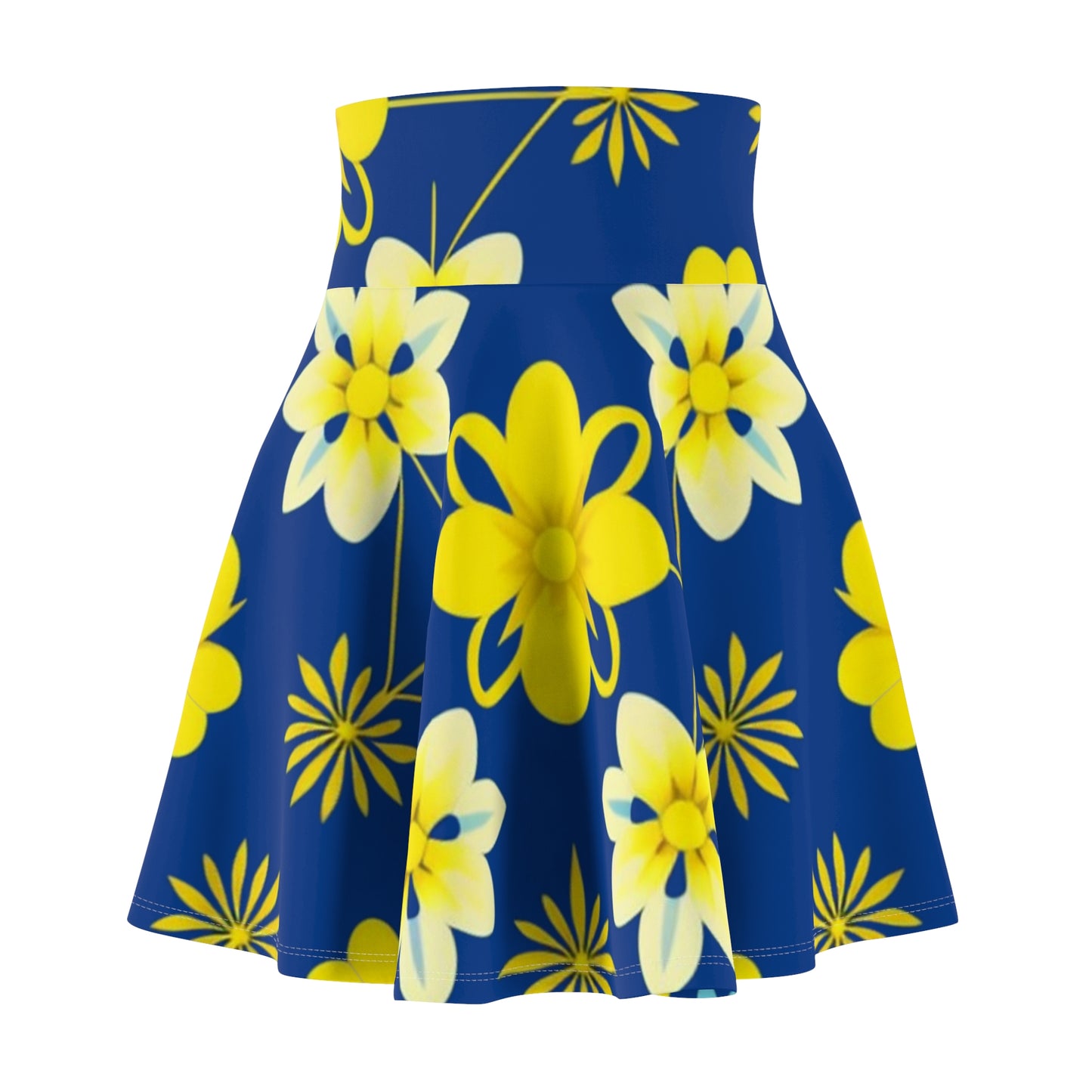 Vintage Yellow Flowers Women's Skater Skirt (AOP)