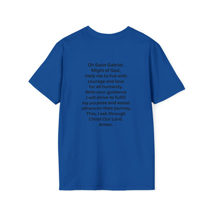 Saint Gabriel Art w/ prayer Unisex Softstyle T-Shirt