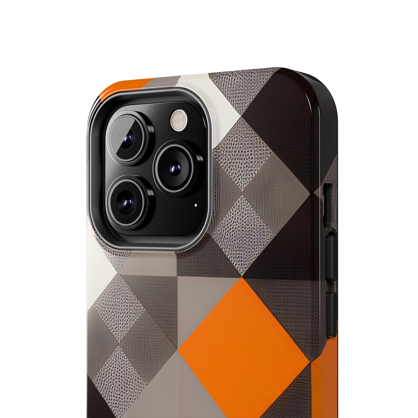 Orange and Black Geo Print Tough Phone Cases