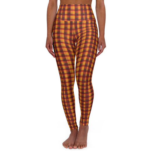 Vintage Prints Fall Plaid High Waisted Yoga Leggings (AOP)