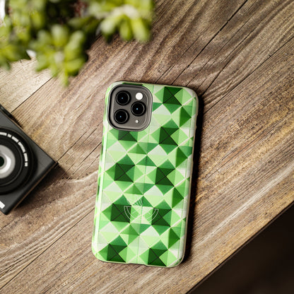 Go Green and White! Geo Print Tough Phone Cases