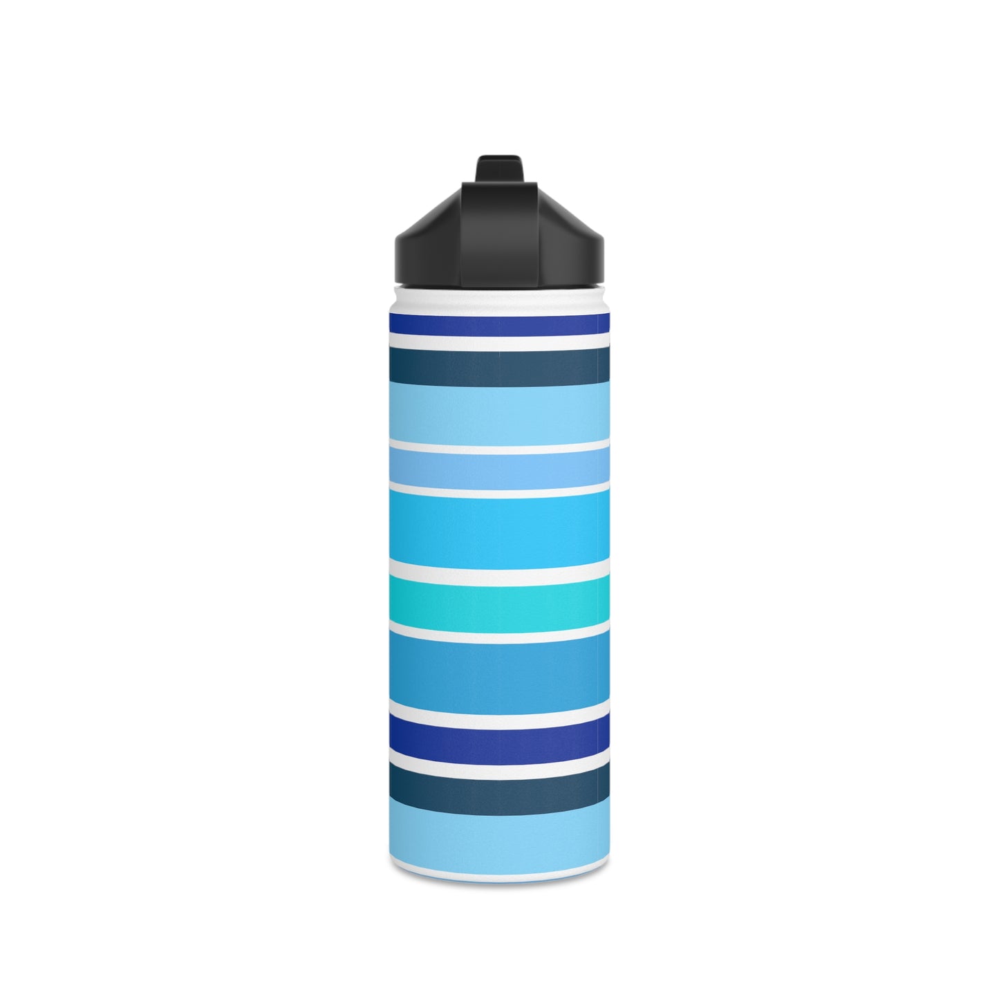 HLC Blue Stripes Stainless Steel Water Bottle, Standard Lid