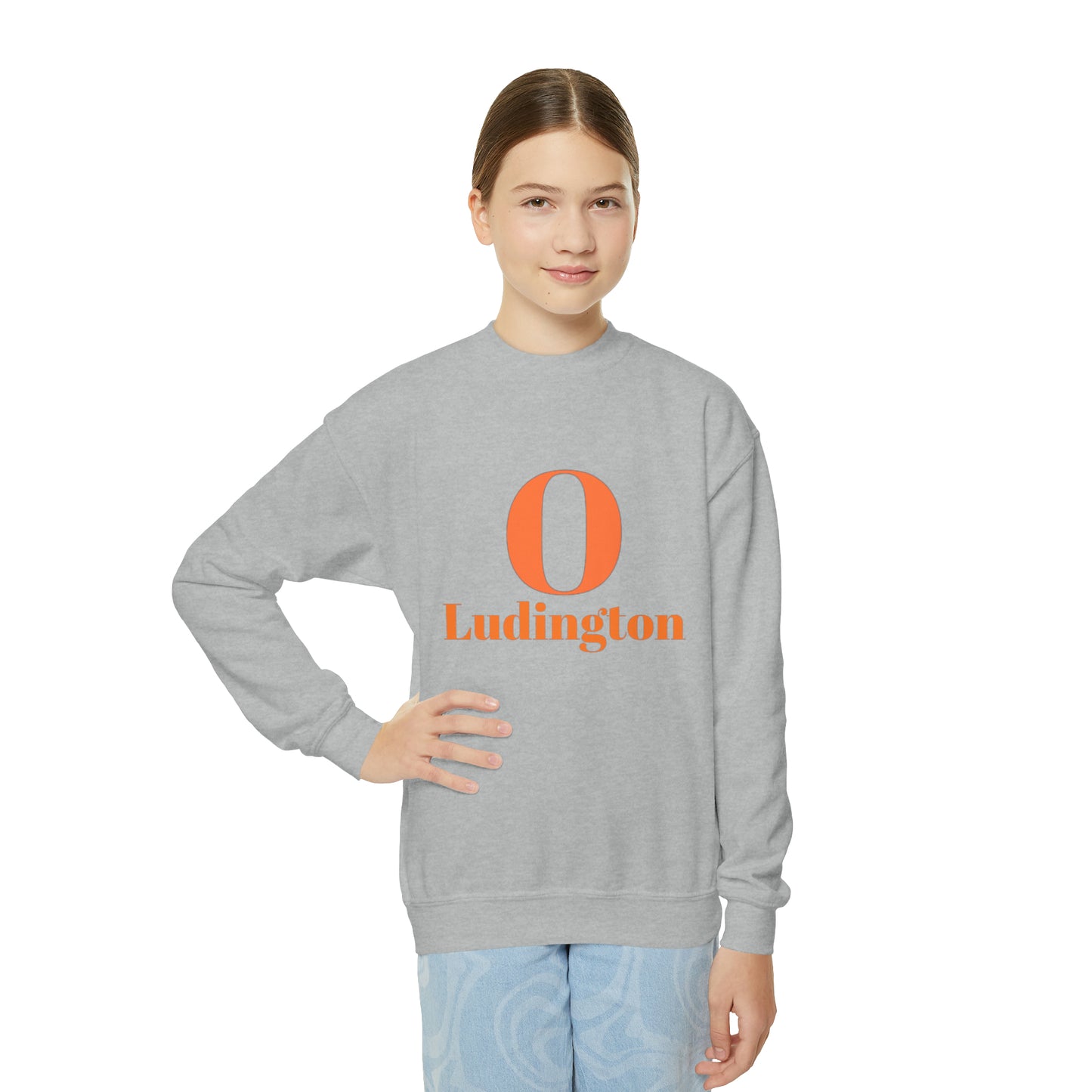 Ludington O with back Oriole Nation Youth Crewneck Sweatshirt