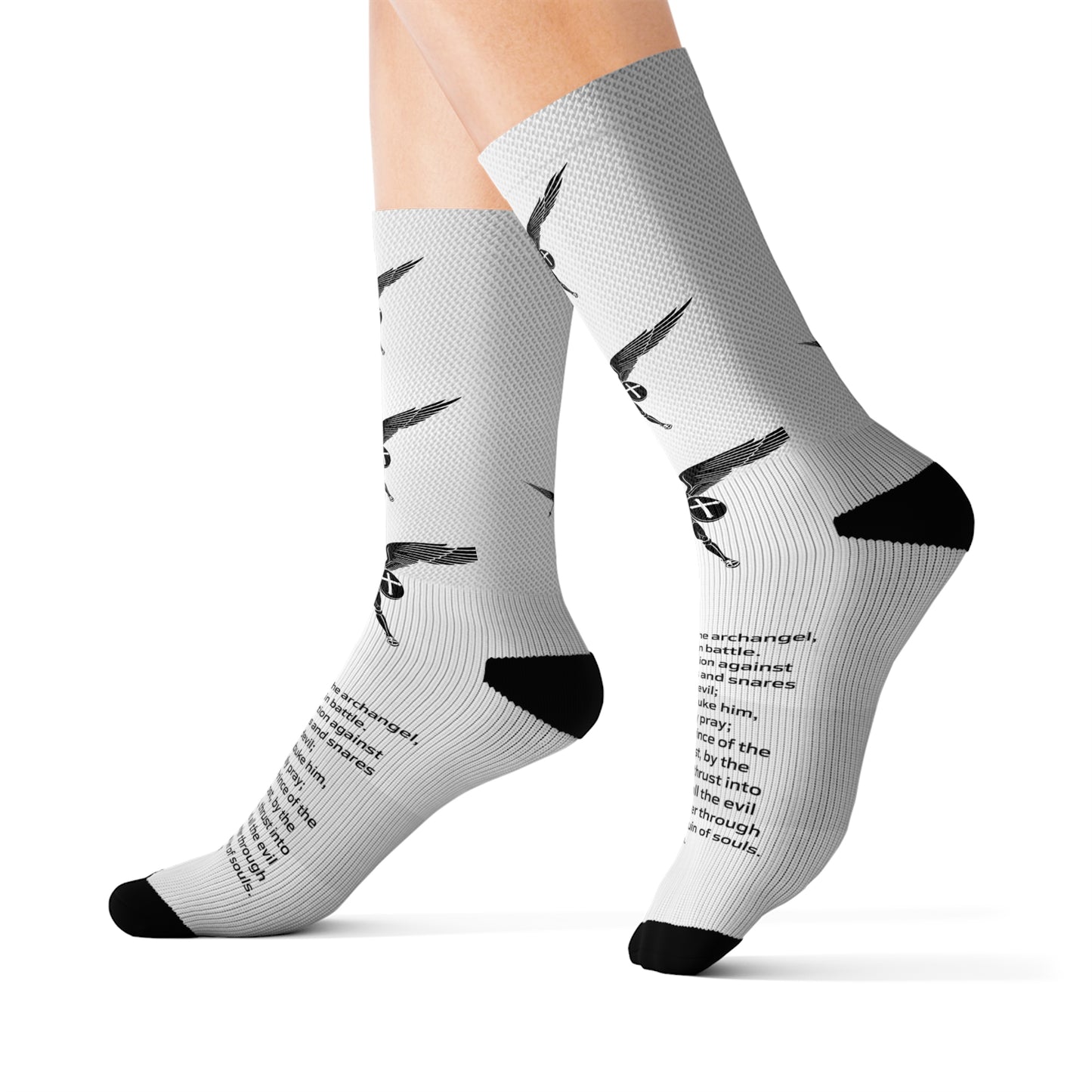 Saint Michael w/ prayer socks Sublimation Socks