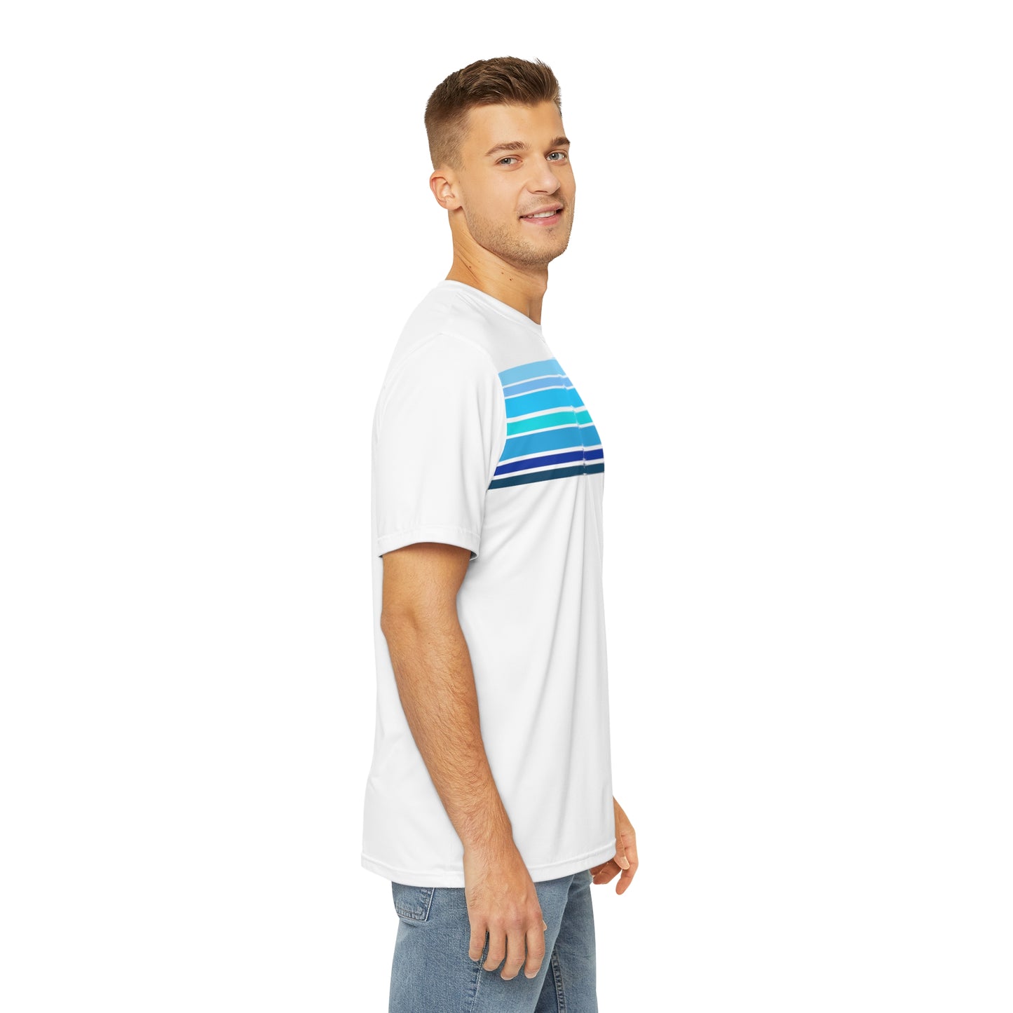 HLC  Blue Stripes Unisex Polyester Tee (AOP)