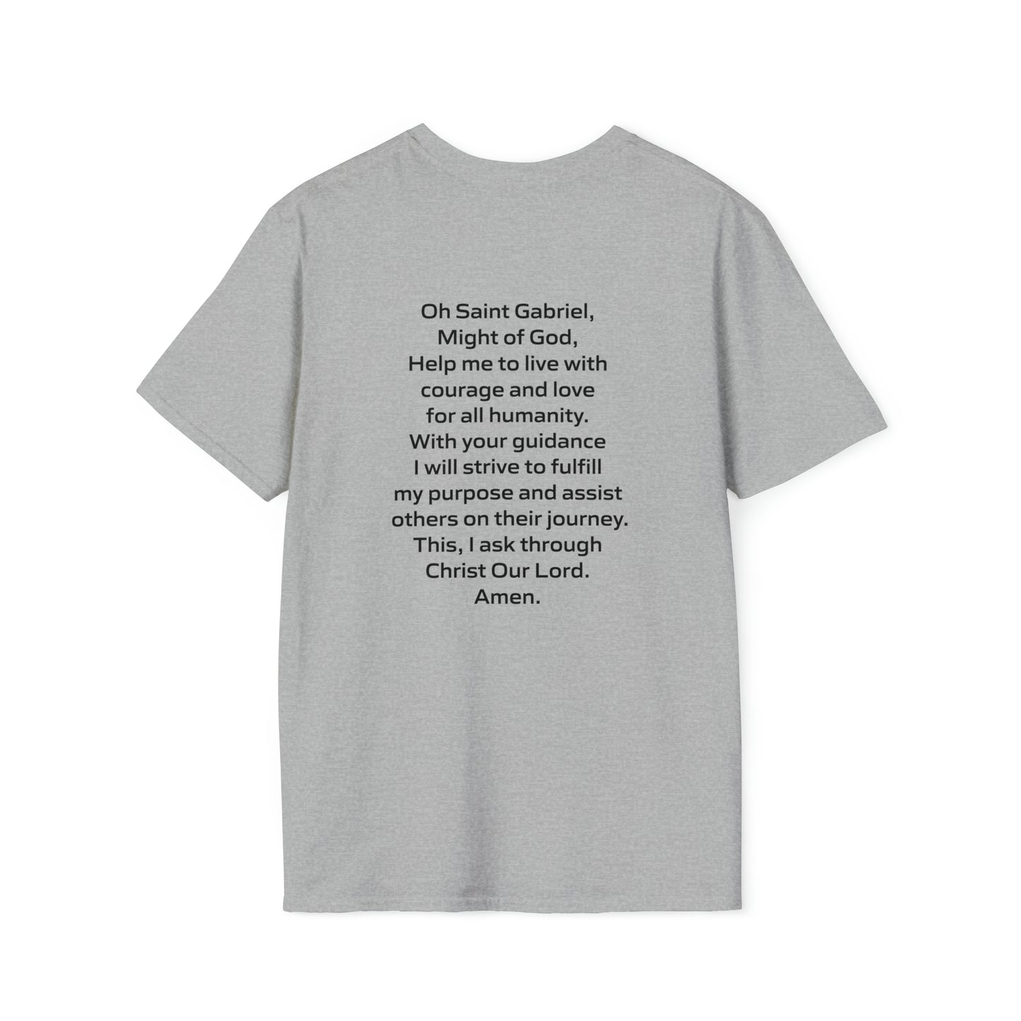 Saint Gabriel Art w/ prayer Unisex Softstyle T-Shirt