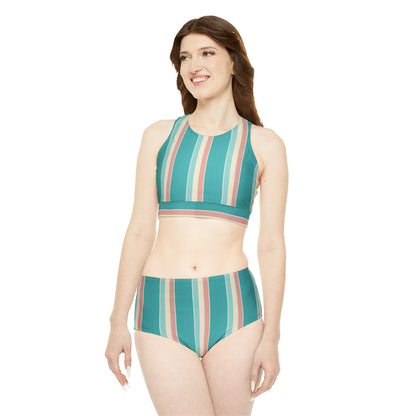 HLC Coastal Stripes Sporty Bikini Set (AOP)