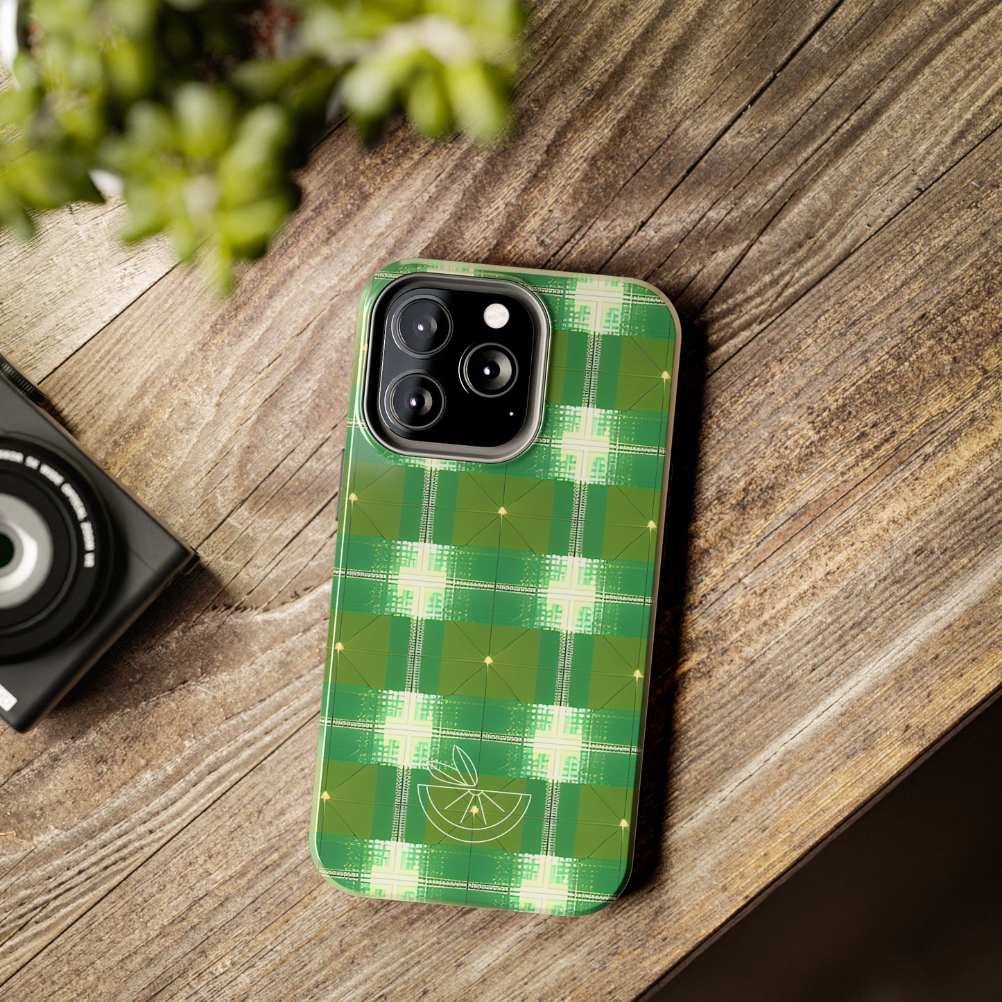 Green and White Print Tough Phone Cases