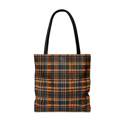 Black and Orange Plaid Tote Bag (AOP)