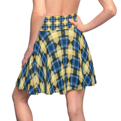 Blue and Gold Women's Skater Skirt (AOP)