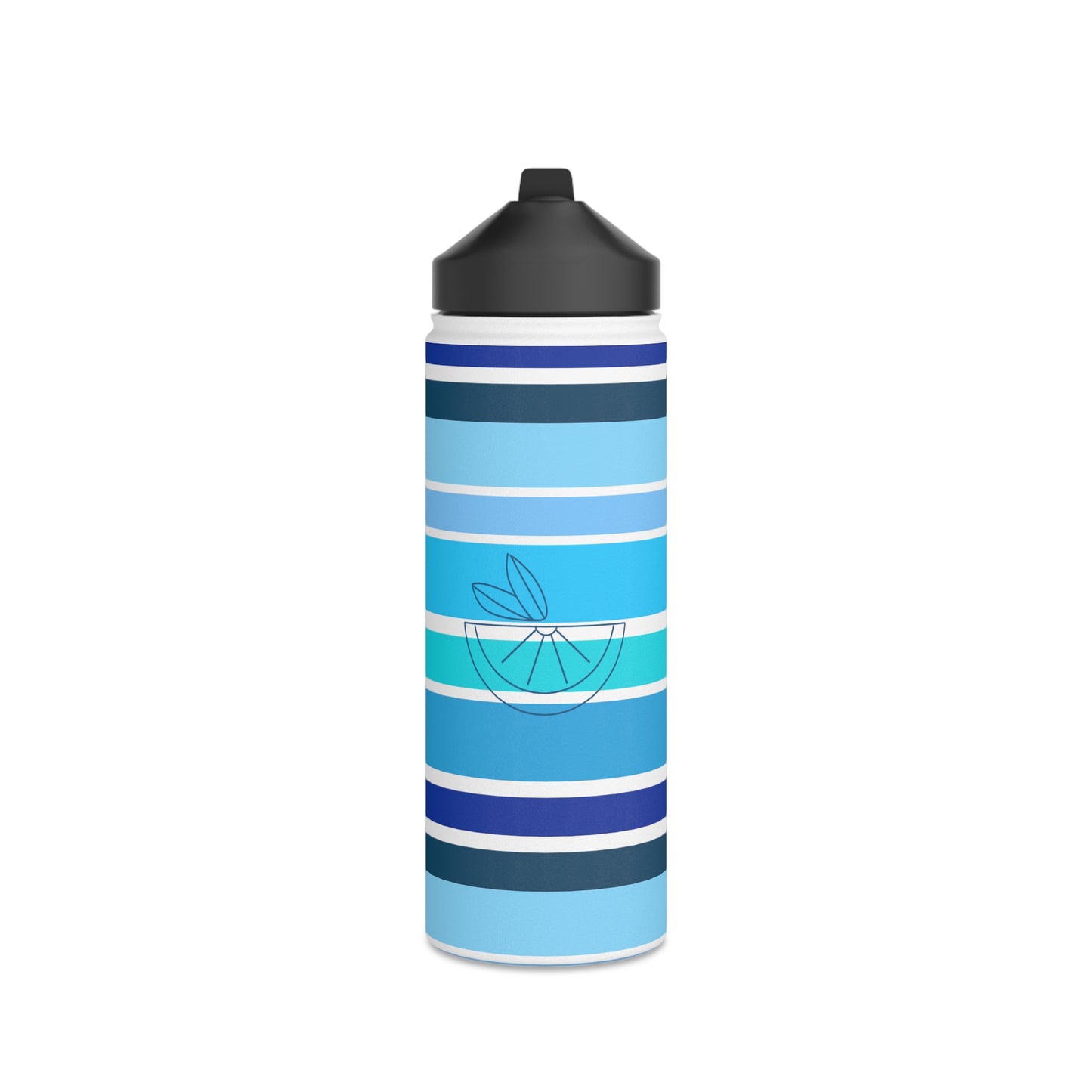 HLC Blue Stripes Stainless Steel Water Bottle, Standard Lid