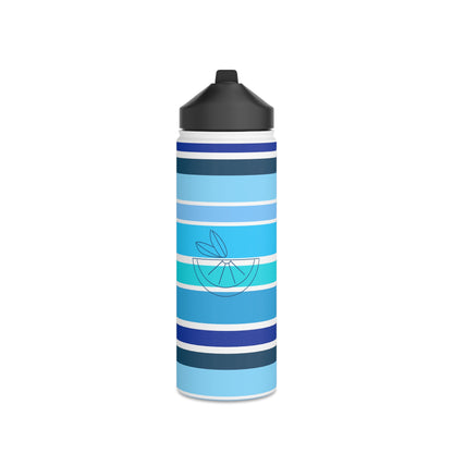 HLC Blue Stripes Stainless Steel Water Bottle, Standard Lid