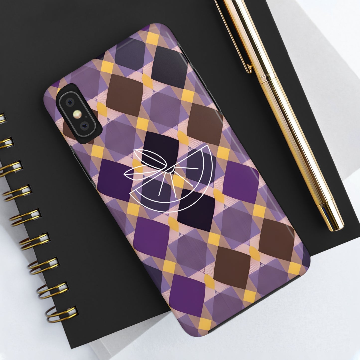 Purple Geo Plaid Tough Phone Cases