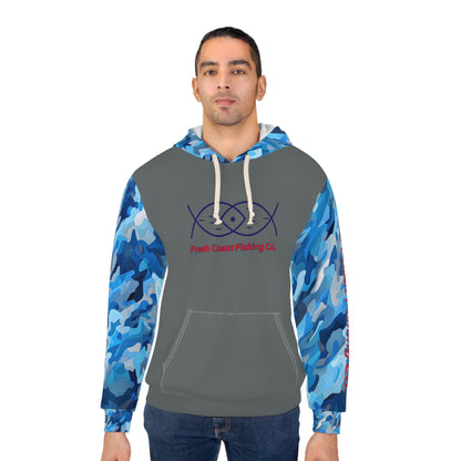 Fresh Coast Fishing Gray Unisex Pullover Hoodie (AOP)