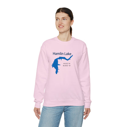 HLC Hamlin Lake Map Unisex Heavy Blend™ Crewneck Sweatshirt