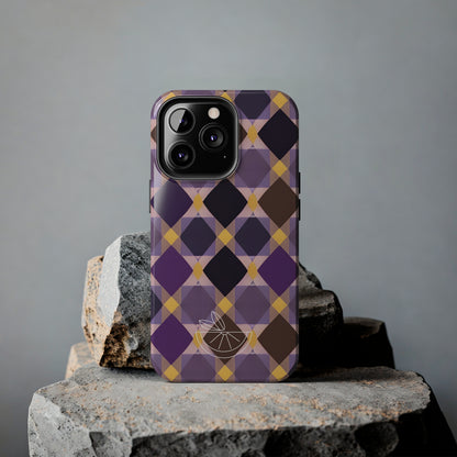 Purple Geo Plaid Tough Phone Cases