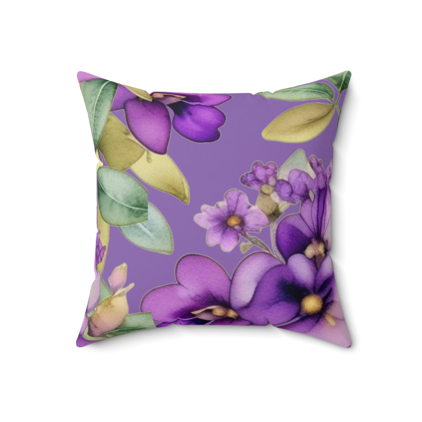 Purple Flowers II Spun Polyester Square Pillow