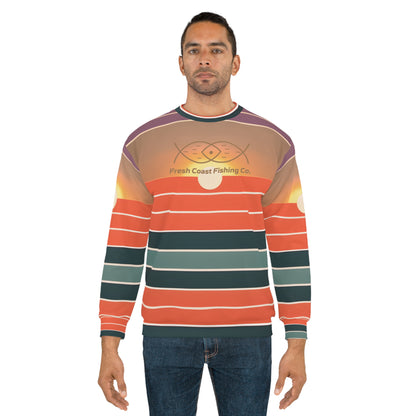 Fresh Coast Fishing Co. Sunset Stripes Unisex Sweatshirt (AOP)