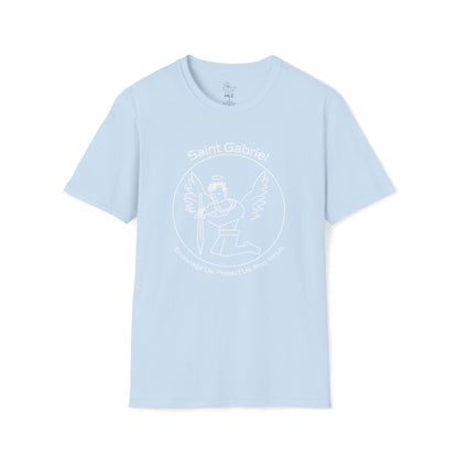 Saint Gabriel Art w/ prayer Unisex Softstyle T-Shirt