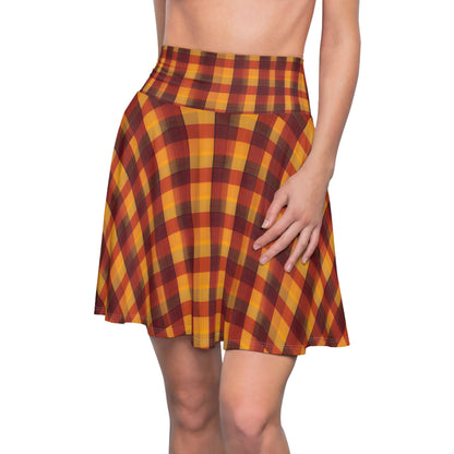 Vintage Fall Plaid Women's Skater Skirt (AOP)