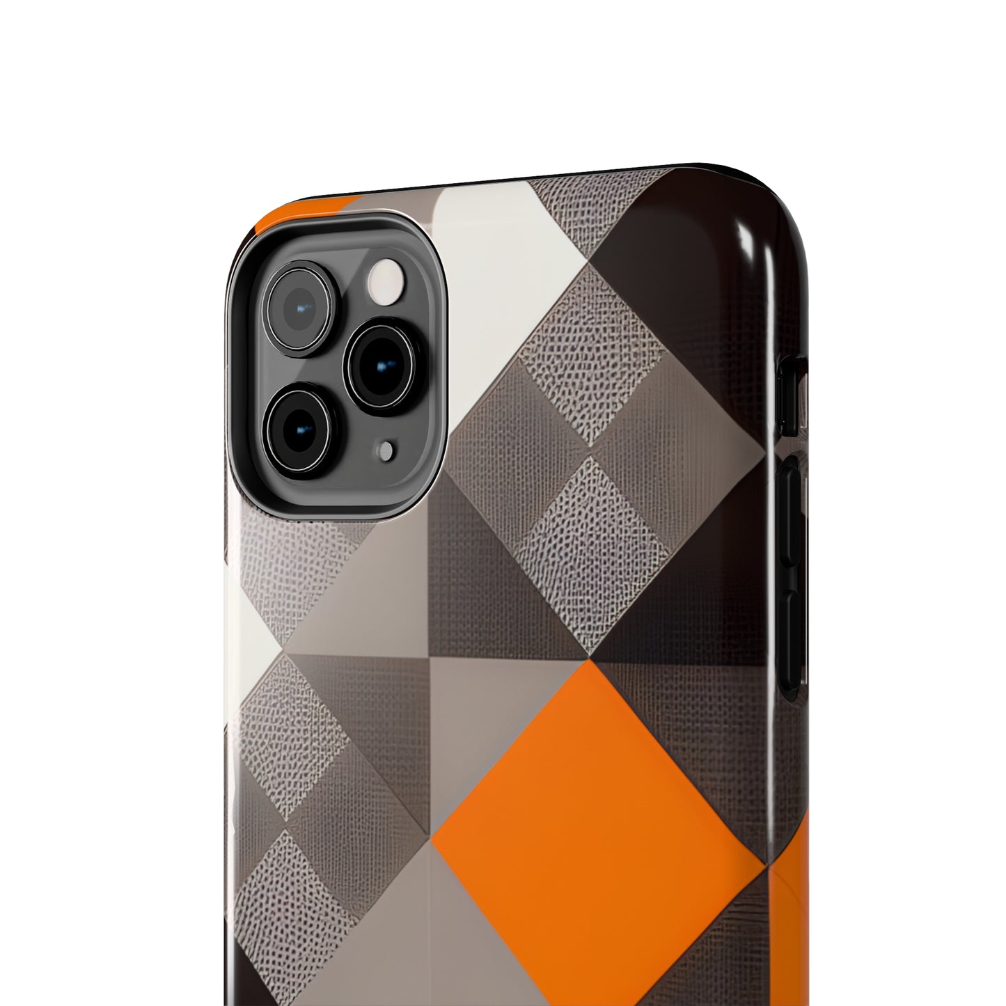 Orange and Black Geo Print Tough Phone Cases