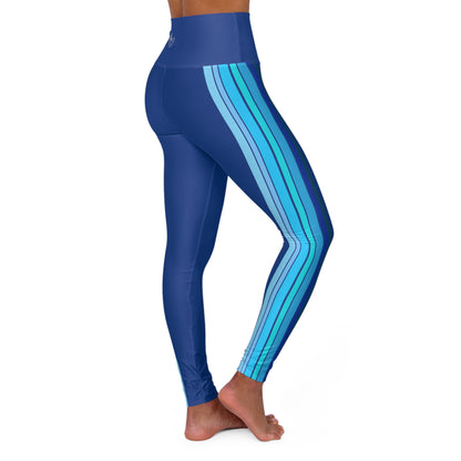 HLC Blue Stripes High Waisted Yoga Leggings (AOP)