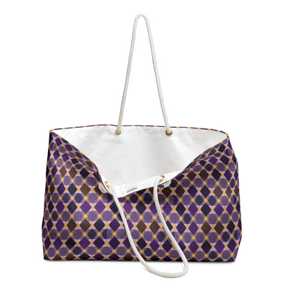 Purple Plaid Print Weekender Bag