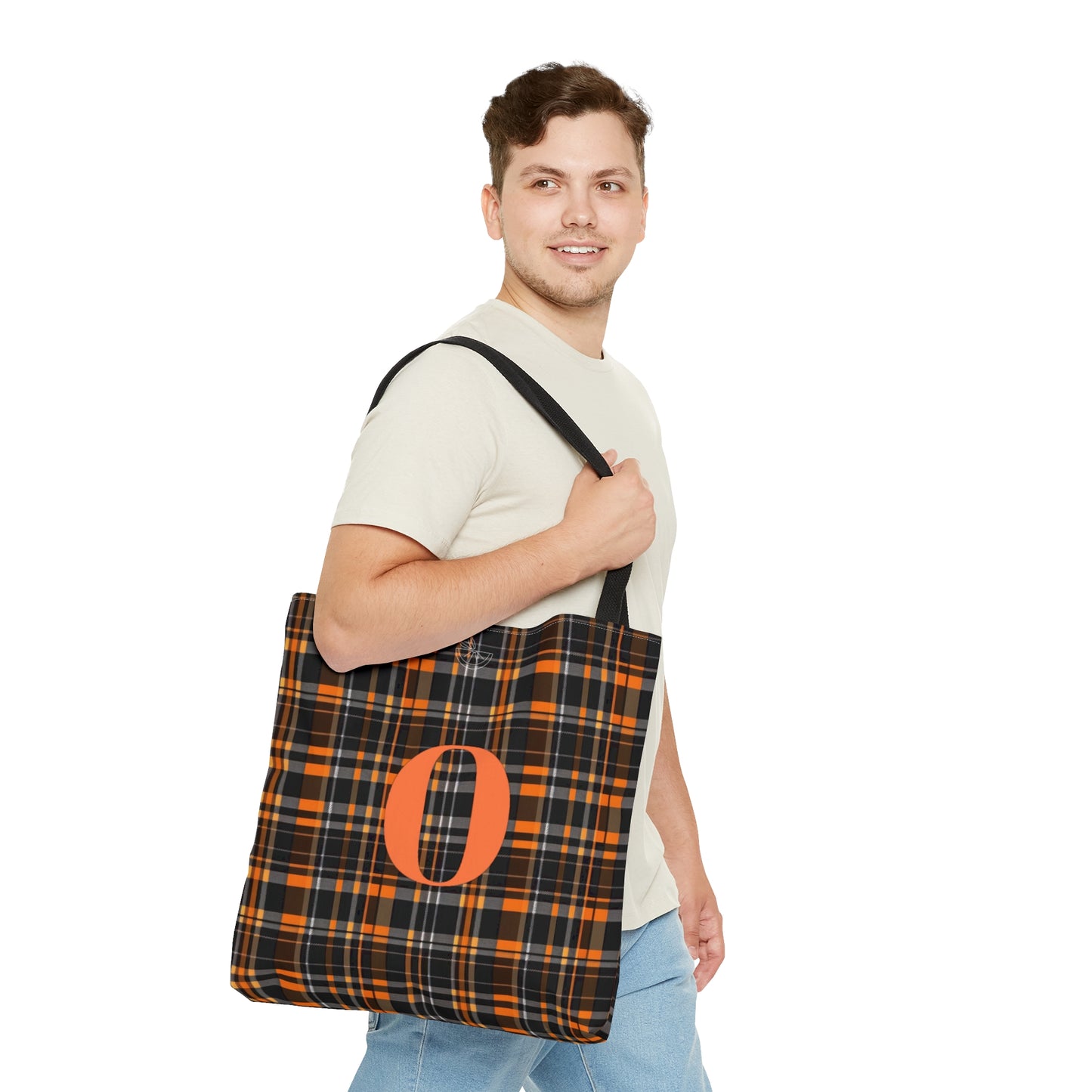 Orioles Fan Black and Orange Plaid Tote Bag (AOP)