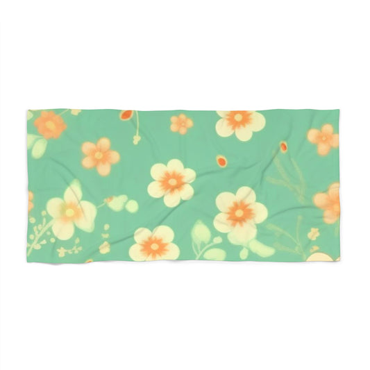 Vintage Coral Flowers Beach Towel