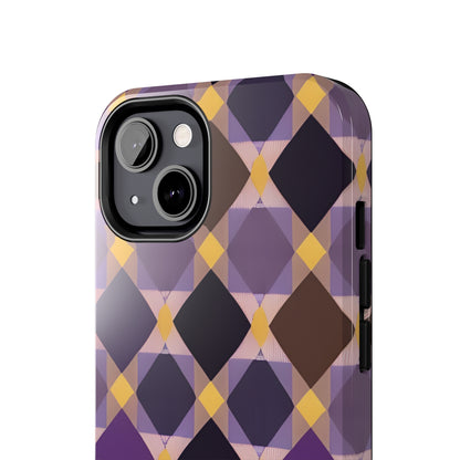 Purple Geo Plaid Tough Phone Cases