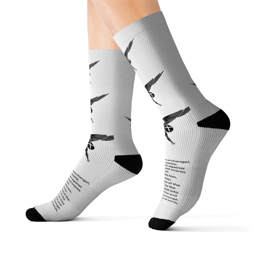 Saint Michael w/ prayer socks Sublimation Socks