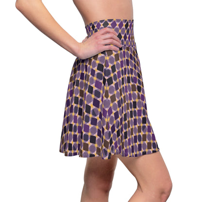 Retro Purple Plaid Women's Skater Skirt (AOP)