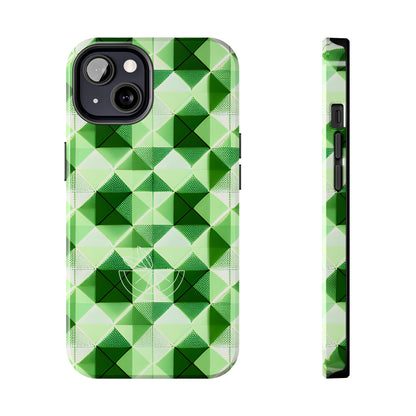 Go Green and White! Geo Print Tough Phone Cases