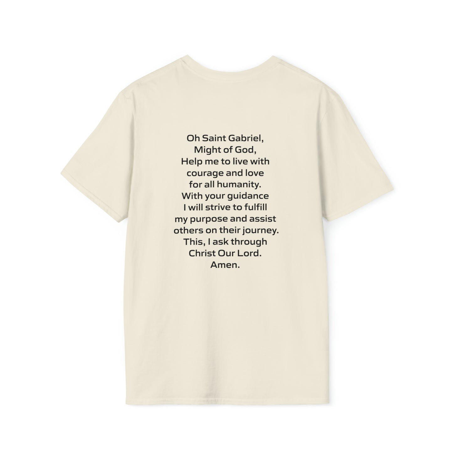 Saint Gabriel Art w/ prayer Unisex Softstyle T-Shirt