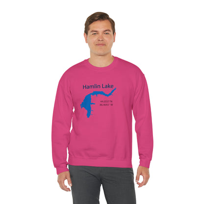 HLC Hamlin Lake Map Unisex Heavy Blend™ Crewneck Sweatshirt