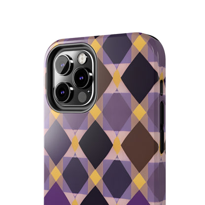 Purple Geo Plaid Tough Phone Cases