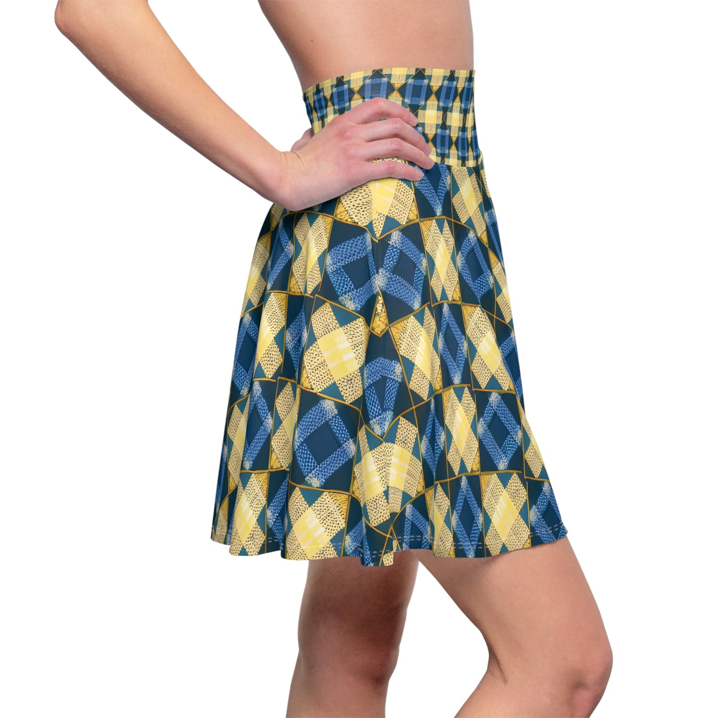 Blue and Gold Women's Skater Skirt (AOP)