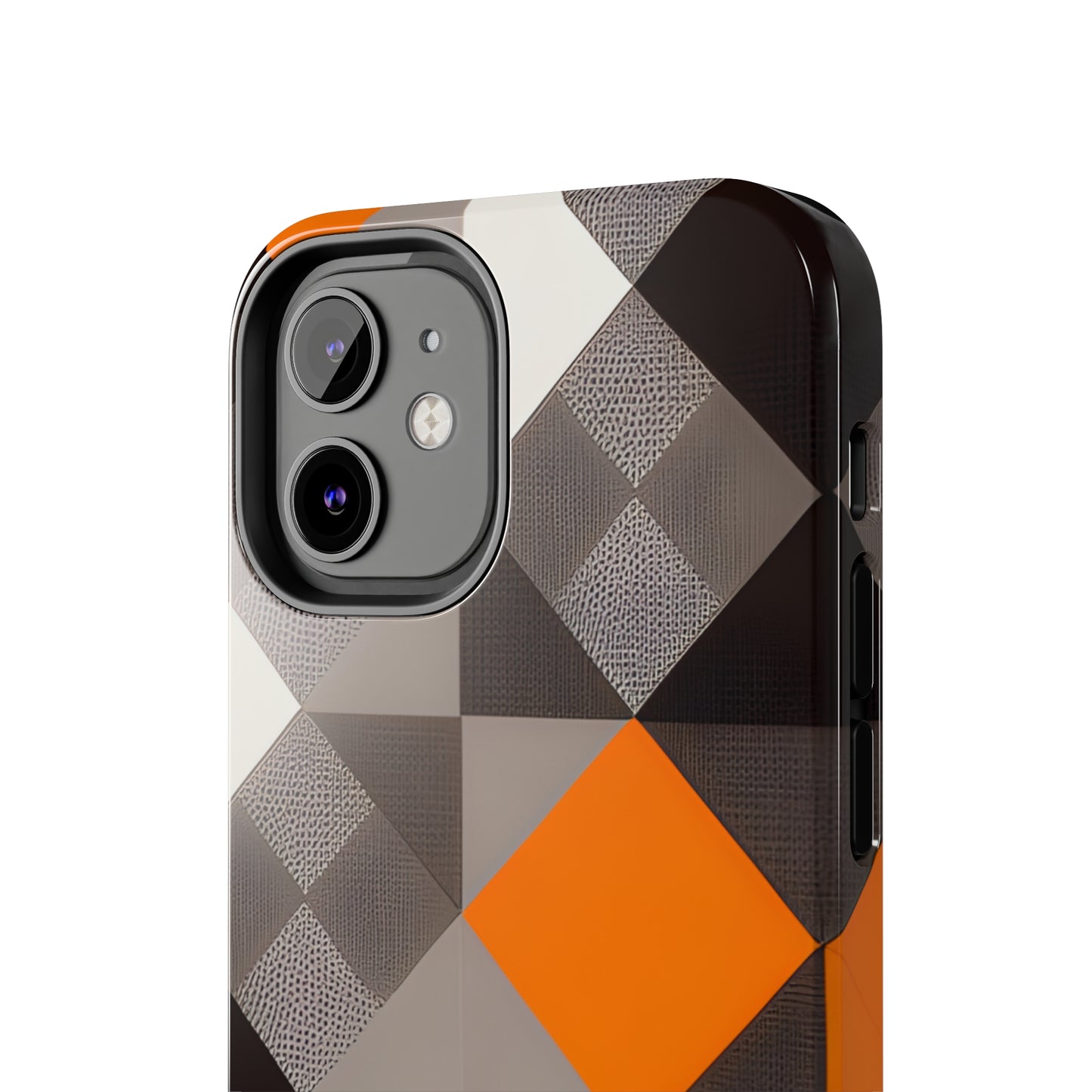 Orange and Black Geo Print Tough Phone Cases