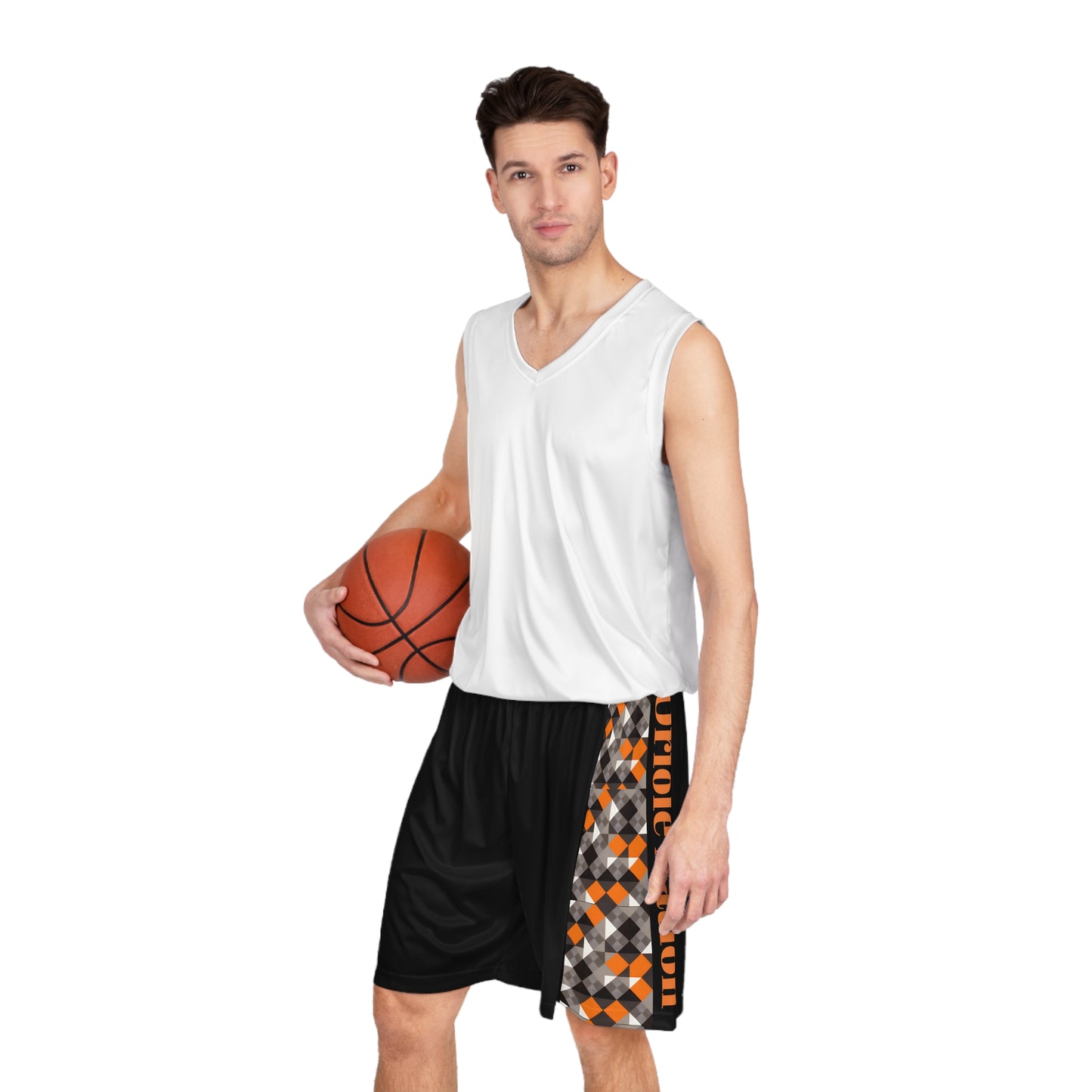 Orioles Fan Geo Print Stripe Basketball Shorts (AOP)