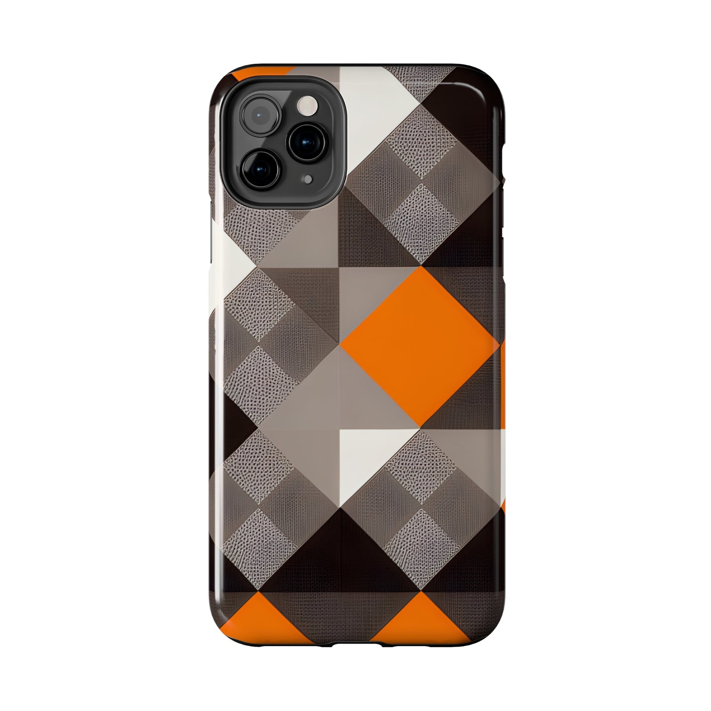 Orange and Black Geo Print Tough Phone Cases