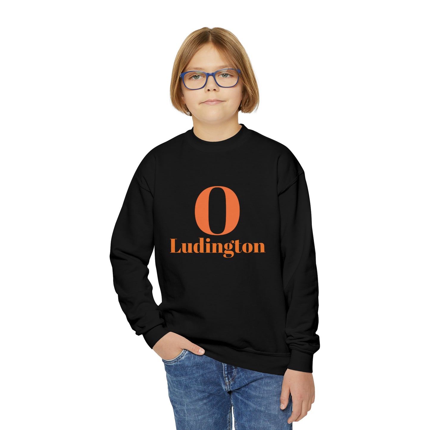 Ludington O with back Oriole Nation Youth Crewneck Sweatshirt