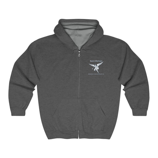 Archangel Saint Michael w/ prayer Unisex Heavy Blend™ Full Zip Hooded Sweatshirt