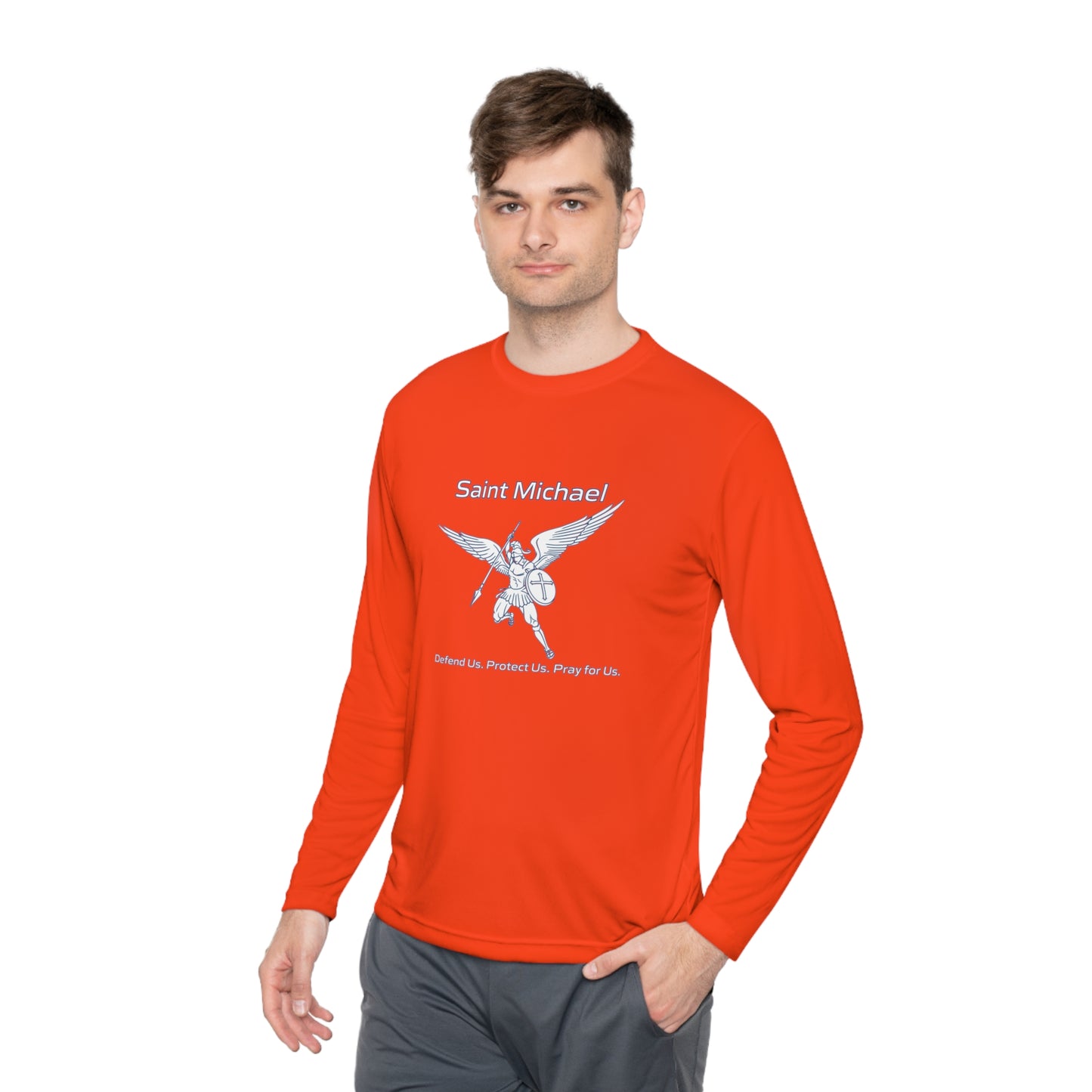 Archangel Saint Michael w/ prayer Unisex Lightweight Long Sleeve Tee