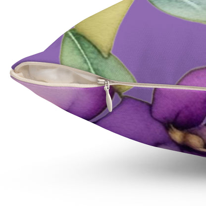 Purple Flowers II Spun Polyester Square Pillow