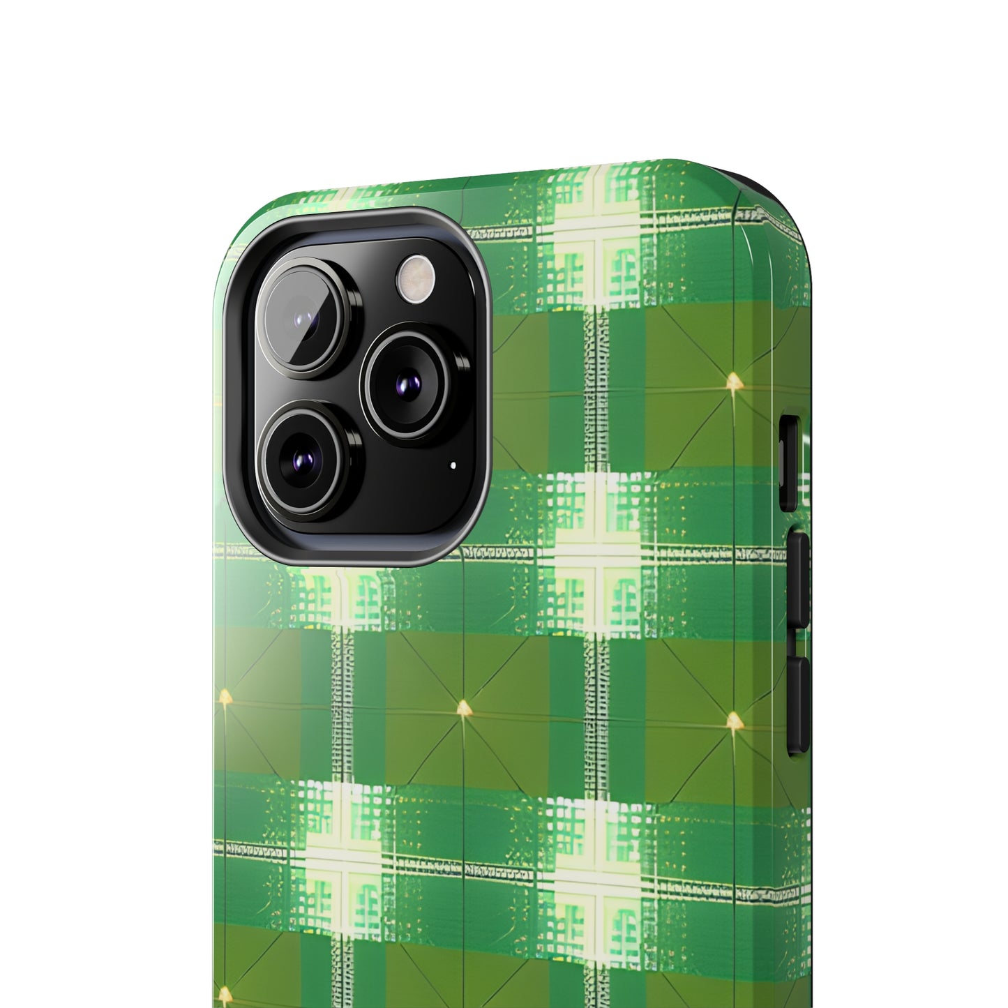 Green and White Print Tough Phone Cases