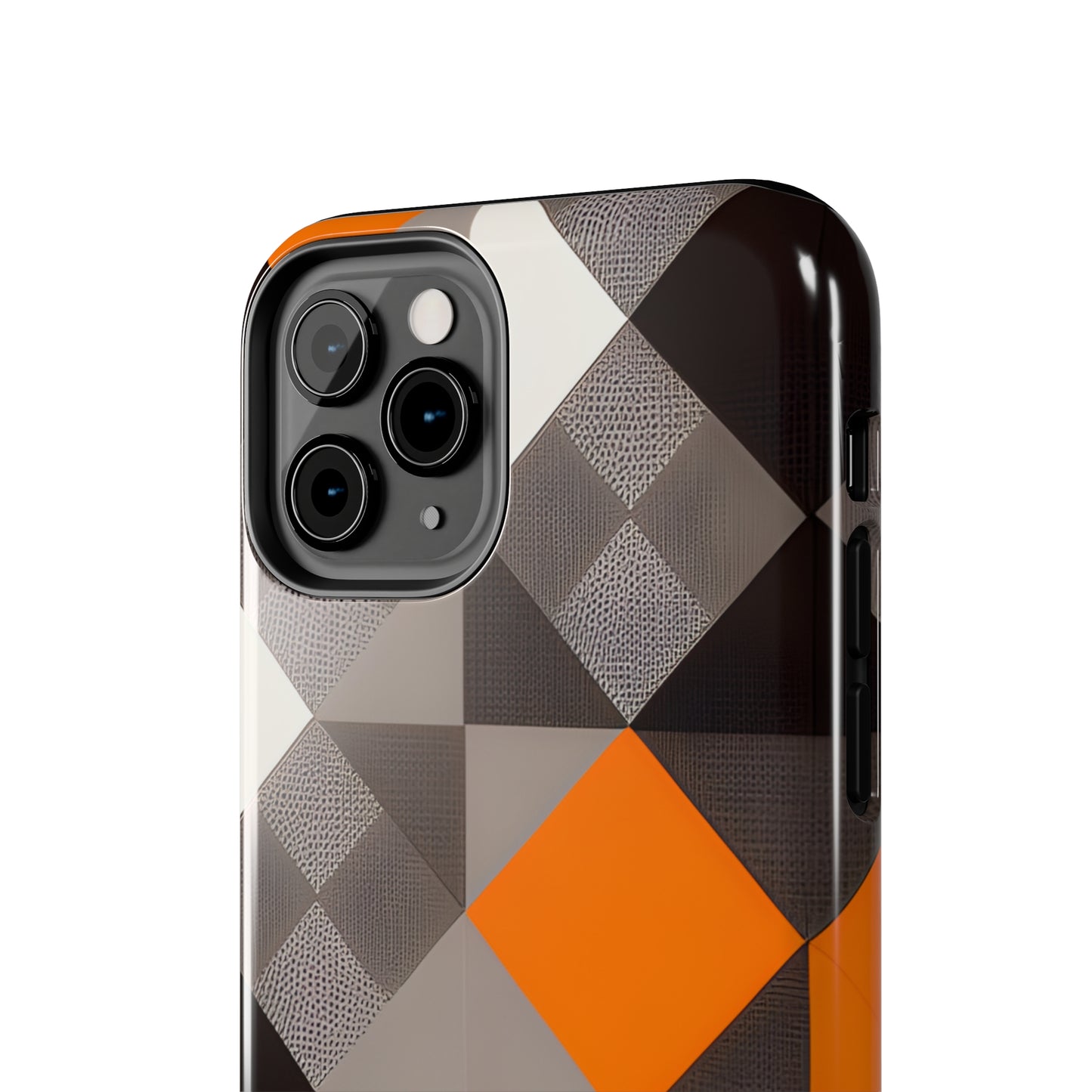 Orange and Black Geo Print Tough Phone Cases