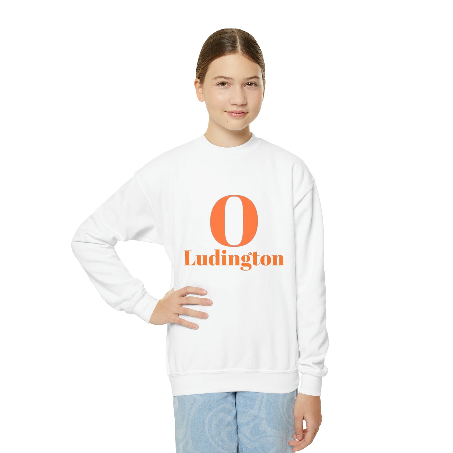 Ludington O with back Oriole Nation Youth Crewneck Sweatshirt